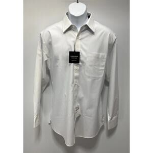 Nordstrom Shirt Men's White Traditional Fit Wrinkle Free Button Up Size 16/33